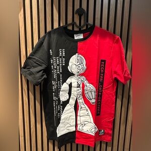 Mega Man Graphic T-Shirt in Black and Red